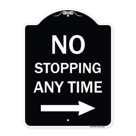 No Stopping Anytime With Arrow Right Heavy-Gauge Aluminum Architectural Sign